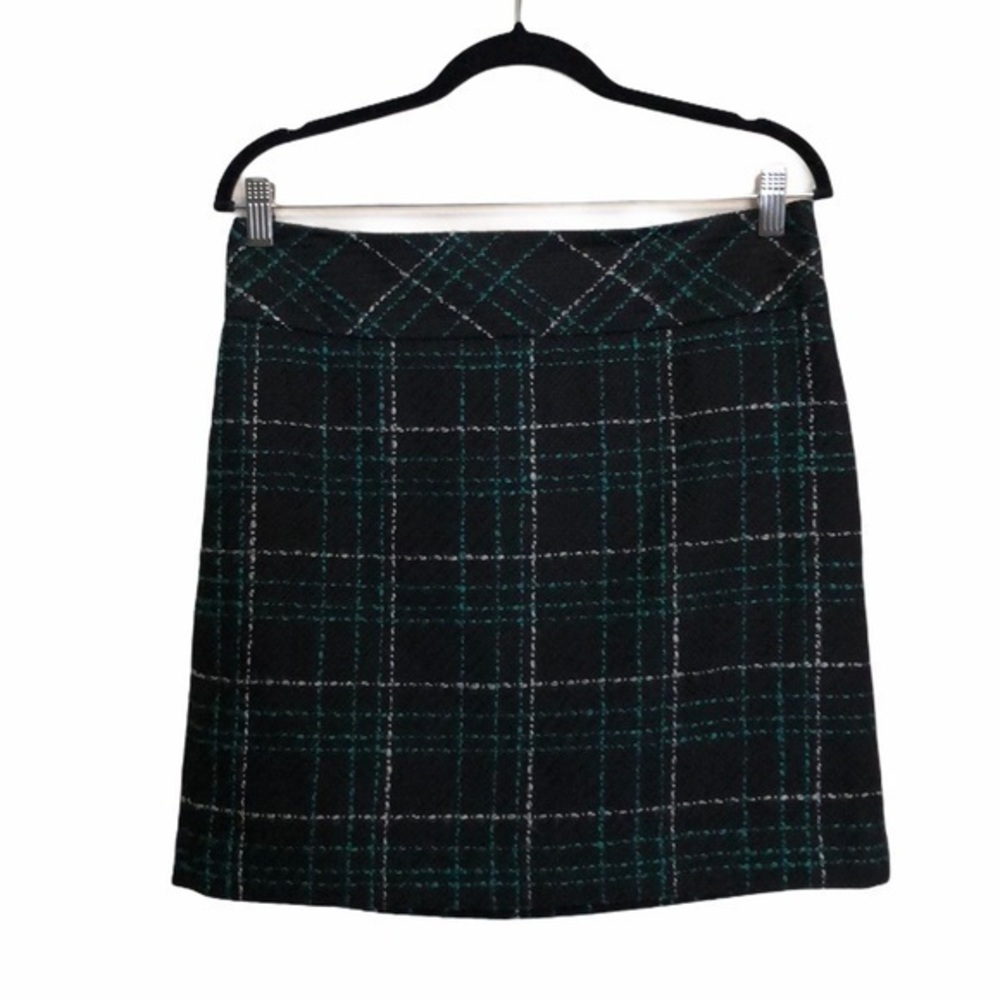 Loft Windowpane Plaid Straight Tweed Mini Skirt Size 4